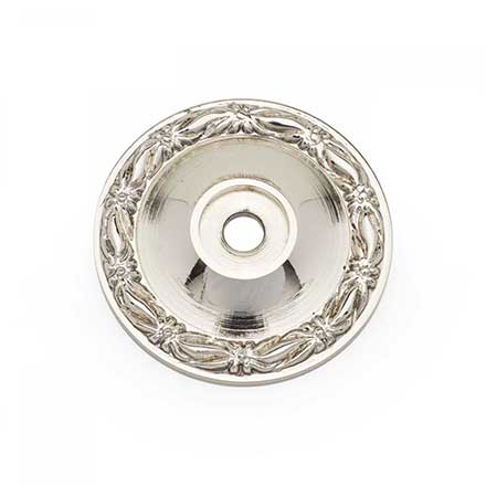 RK International [BP-490-PN] Solid Brass Cabinet Knob Backplate - Large Flat Deco-Leaf - Polished Nickel Finish - 1 1/2" Dia.