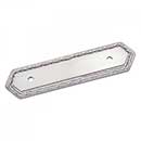 RK International [BP-7824-P] Solid Brass Cabinet Pull Backplate - Deco-Leaf Edge - Satin Nickel Finish - 5&quot; L - 3&quot; Centers