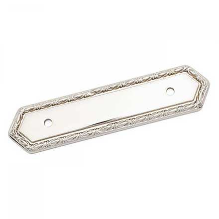 RK International [BP-7824-PN] Solid Brass Cabinet Pull Backplate - Deco-Leaf Edge - Polished Nickel Finish - 5" L - 3" Centers