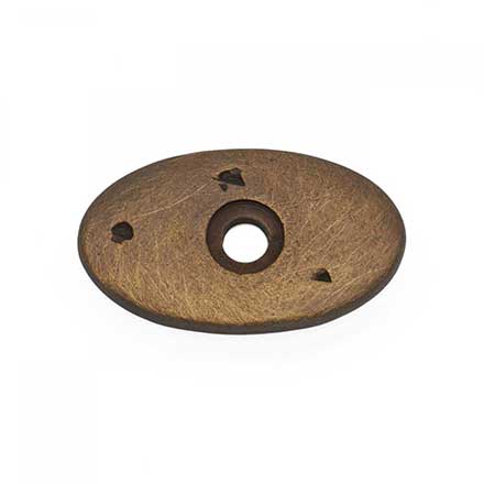 RK International [BP-488-AE] Solid Brass Cabinet Knob Backplate - Distressed Oval - Antique English Finish - 1 1/2&quot; L