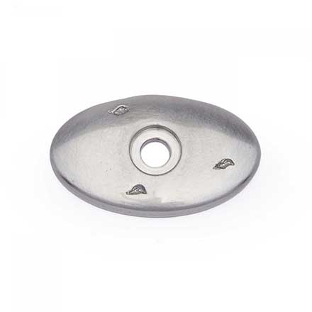 RK International [BP-488-P] Solid Brass Cabinet Knob Backplate - Distressed Oval - Satin Nickel Finish - 1 1/2&quot; L