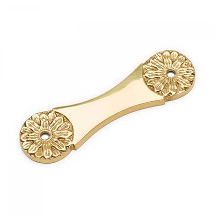RK International [BP-382] Solid Brass Cabinet Pull Backplate - Flower - Polished Brass Finish - 3 3/4&quot; L