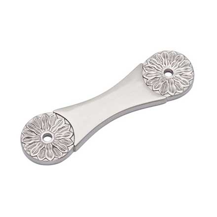RK International [BP-382-P] Solid Brass Cabinet Pull Backplate - Flower - Satin Nickel Finish - 3 3/4" L