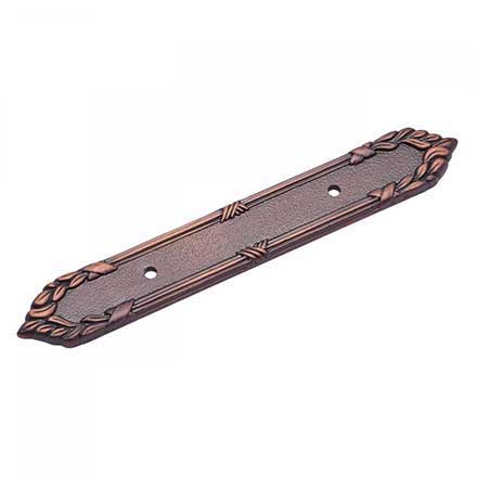 RK International [BP-384-DC] Solid Brass Cabinet Pull Backplate - Ornate Edge - Distressed Copper Finish - 7 3/16" L - 3" Centers