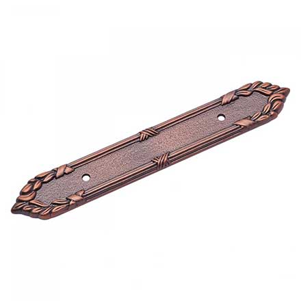 RK International [BP-385-DC] Solid Brass Cabinet Pull Backplate - Ornate Edge - Distressed Copper Finish - 7 3/16" L - 3 1/2" Centers