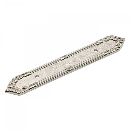 RK International [BP-385-PN] Solid Brass Cabinet Pull Backplate - Ornate Edge - Polished Nickel Finish - 7 3/16" L - 3 1/2" Centers