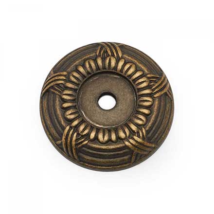 RK International [BP-484-AE] Solid Brass Cabinet Knob Backplate - Small Cross &amp; Petal - Antique English Finish - 1 1/4&quot; Dia.