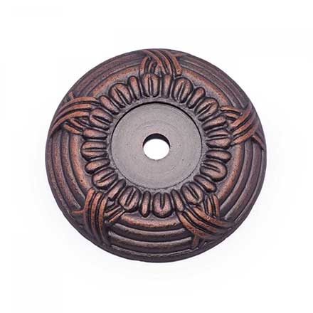 RK International [BP-485-DC] Solid Brass Cabinet Knob Backplate - Large Cross &amp; Petal - Distressed Copper Finish - 1 1/2" Dia.