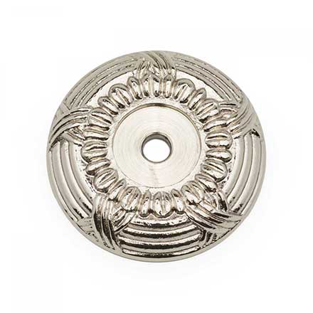 RK International [BP-485-PN] Solid Brass Cabinet Knob Backplate - Large Cross &amp; Petal - Polished Nickel Finish - 1 1/2" Dia.