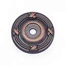RK International [BP-487-DC] Solid Brass Cabinet Knob Backplate - Lines & Crosses - Distressed Copper Finish - 1 1/4" Dia.