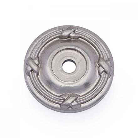 RK International [BP-487-P] Solid Brass Cabinet Knob Backplate - Lines &amp; Crosses - Satin Nickel Finish - 1 1/4&quot; Dia.