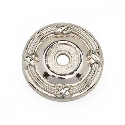 RK International [BP-487-PN] Solid Brass Cabinet Knob Backplate - Lines &amp; Crosses - Polished Nickel Finish - 1 1/4" Dia.