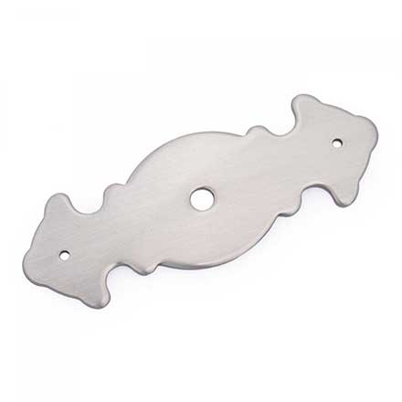 RK International [BP-1790-P] Solid Brass Cabinet Knob Backplate - Decorative Plate w/ One Hole - Satin Nickel Finish - 3 1/2" L