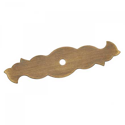 RK International [BP-7901-AE] Solid Brass Cabinet Knob Backplate - Curvy Single Hole - Antique English Finish - 3 1/4" L