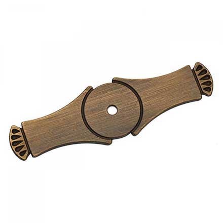 RK International [BP-7904-AE] Solid Brass Cabinet Knob Backplate - Curved Gill Ends - Antique English Finish - 4" L