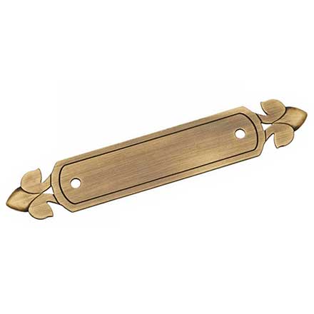RK International [BP-7905-AE] Solid Brass Cabinet Pull Backplate - Spade Ends - Antique English Finish - 5 1/4" L - 3" Centers