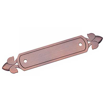 RK International [BP-7905-DC] Solid Brass Cabinet Pull Backplate - Spade Ends - Distressed Copper Finish - 5 1/4" L - 3" Centers