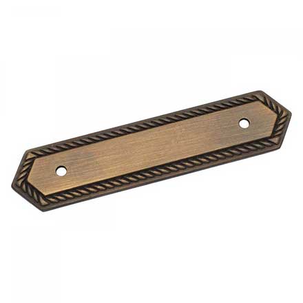 RK International [BP-7813-AE] Solid Brass Cabinet Pull Backplate - Rope - Antique English Finish - 3 1/2" C/C - 5" L