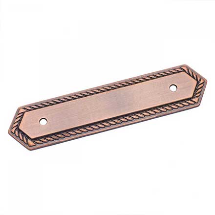 RK International [BP-7813-DC] Solid Brass Cabinet Pull Backplate - Rope - Distressed Copper Finish - 3 1/2" C/C - 5" L