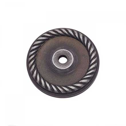 RK International [BP-7820-DN] Solid Brass Cabinet Knob Backplate - Rope Edge Single Hole - Distressed Nickel Finish - 1 5/8&quot; Dia.