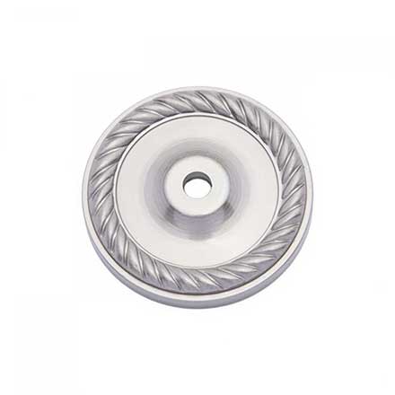 RK International [BP-7820-P] Solid Brass Cabinet Knob Backplate - Rope Edge Single Hole - Satin Nickel Finish - 1 5/8" Dia.