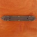 RK International [BP-385-AE] Solid Brass Cabinet Backplate - Ornate Edge Pull - Antique English Finish - 7 3/16" L - 3 1/2" Centers