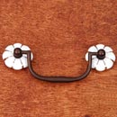 RK International [CP-352-RB] Solid Brass Cabinet Bail Pull - Curved Handle - White Porcelain Flower w/ Gold Lines Rosettes - Oil Rubbed Bronze Finish - 3&quot; C/C - 4 1/4&quot; L