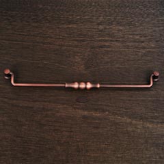 RK International [CP-3706-DC] Solid Brass Cabinet Bail Pull - Beaded Middle - Oversized - Distressed Copper Finish - 12&quot; C/C - 12 3/4&quot; L