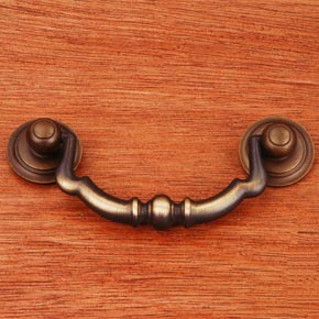 RK International [CP-3707-AE] Solid Brass Cabinet Bail Pull - Sculptured Beaded - Antique English Finish - 3 3/4" L