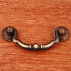RK International [CP-3707-AE] Solid Brass Cabinet Bail Pull - Sculptured Beaded - Standard Size - Antique English Finish - 3" C/C - 4" L