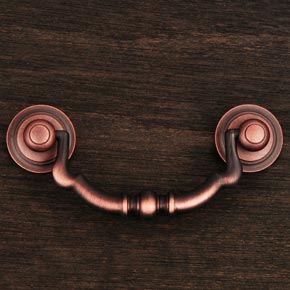 RK International [CP-3707-DC] Solid Brass Cabinet Bail Pull - Sculptured Beaded - Distressed Copper Finish - 3 3/4" L