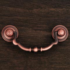 RK International [CP-3707-DC] Solid Brass Cabinet Bail Pull - Sculptured Beaded - Standard Size - Distressed Copper Finish - 3&quot; C/C - 4&quot; L