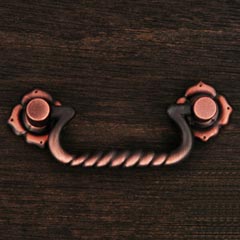 RK International [CP-3709-DC] Solid Brass Cabinet Bail Pull - Rope w/ Clover Rosettes - Standard Size - Distressed Copper Finish - 3&quot; C/C - 4 1/4&quot; L
