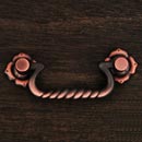RK International [CP-3709-DC] Solid Brass Cabinet Bail Pull - Rope w/ Clover Rosettes - Standard Size - Distressed Copper Finish - 3&quot; C/C - 4 1/4&quot; L