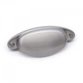 RK International [CF-5246-P] Solid Brass Cabinet Cup Pull - Elliptical w/ Dummy Screws - Pewter Finish - 3 7/16" L