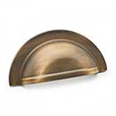 RK International [CF-5249-AE] Solid Brass Cabinet Cup Pull - Smooth Half Circle - Antique English Finish - 3" C/C - 3 5/8" L