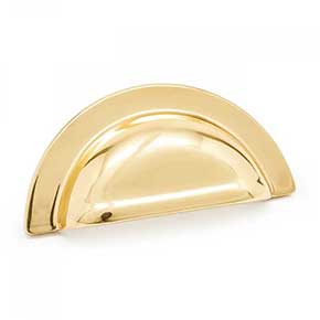 RK International [CF-5249-B] Solid Brass Cabinet Cup Pull - Smooth Half Circle - Polished Brass Finish - 3 5/8" L