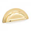RK International [CF-5249-B] Solid Brass Cabinet Cup Pull - Smooth Half Circle - Polished Brass Finish - 3" C/C - 3 5/8" L
