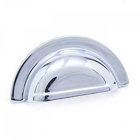 RK International [CF-5249-C] Solid Brass Cabinet Cup Pull - Smooth Half Circle - Chrome Finish - 3 5/8" L
