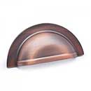 RK International [CF-5249-DC] Solid Brass Cabinet Cup Pull - Smooth Half Circle - Distressed Copper Finish - 3" C/C - 3 5/8" L
