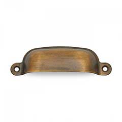 RK International [CF-5250-AE] Solid Brass Cabinet Cup Pull - Flat Box - Antique English Finish - 3 1/4&quot; C/C - 3 3/4&quot; L