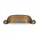 RK International [CF-5250-AE] Solid Brass Cabinet Cup Pull - Flat Box - Antique English Finish - 3 1/4&quot; C/C - 3 3/4&quot; L