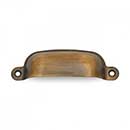 RK International [CF-5250-AE] Solid Brass Cabinet Cup Pull - Flat Box - Antique English Finish - 3 1/4" C/C - 3 3/4" L