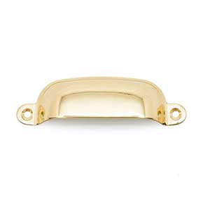 RK International [CF-5250-B] Solid Brass Cabinet Cup Pull - Flat Box - Polished Brass Finish - 3 3/4" L