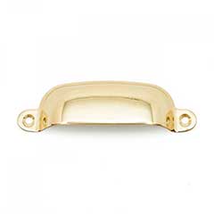 RK International [CF-5250-B] Solid Brass Cabinet Cup Pull - Flat Box - Polished Brass Finish - 3 1/4" C/C - 3 3/4" L