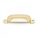 RK International [CF-5250-B] Solid Brass Cabinet Cup Pull - Flat Box - Polished Brass Finish - 3 1/4&quot; C/C - 3 3/4&quot; L