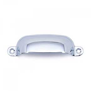 RK International [CF-5250-C] Solid Brass Cabinet Cup Pull - Flat Box - Chrome Finish - 3 3/4" L