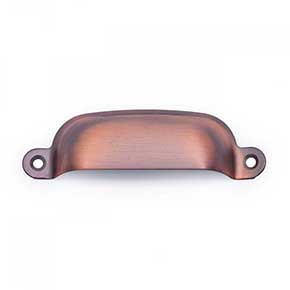 RK International [CF-5250-DC] Solid Brass Cabinet Cup Pull - Flat Box - Distressed Copper Finish - 3 3/4" L