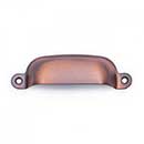 RK International [CF-5250-DC] Solid Brass Cabinet Cup Pull - Flat Box - Distressed Copper Finish - 3 1/4" C/C - 3 3/4" L