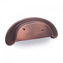 RK International [CF-909-DC] Solid Brass Cabinet Cup Pull - Distressed Heavy - Distressed Copper Finish - 3&quot; C/C - 3 1/2&quot; L